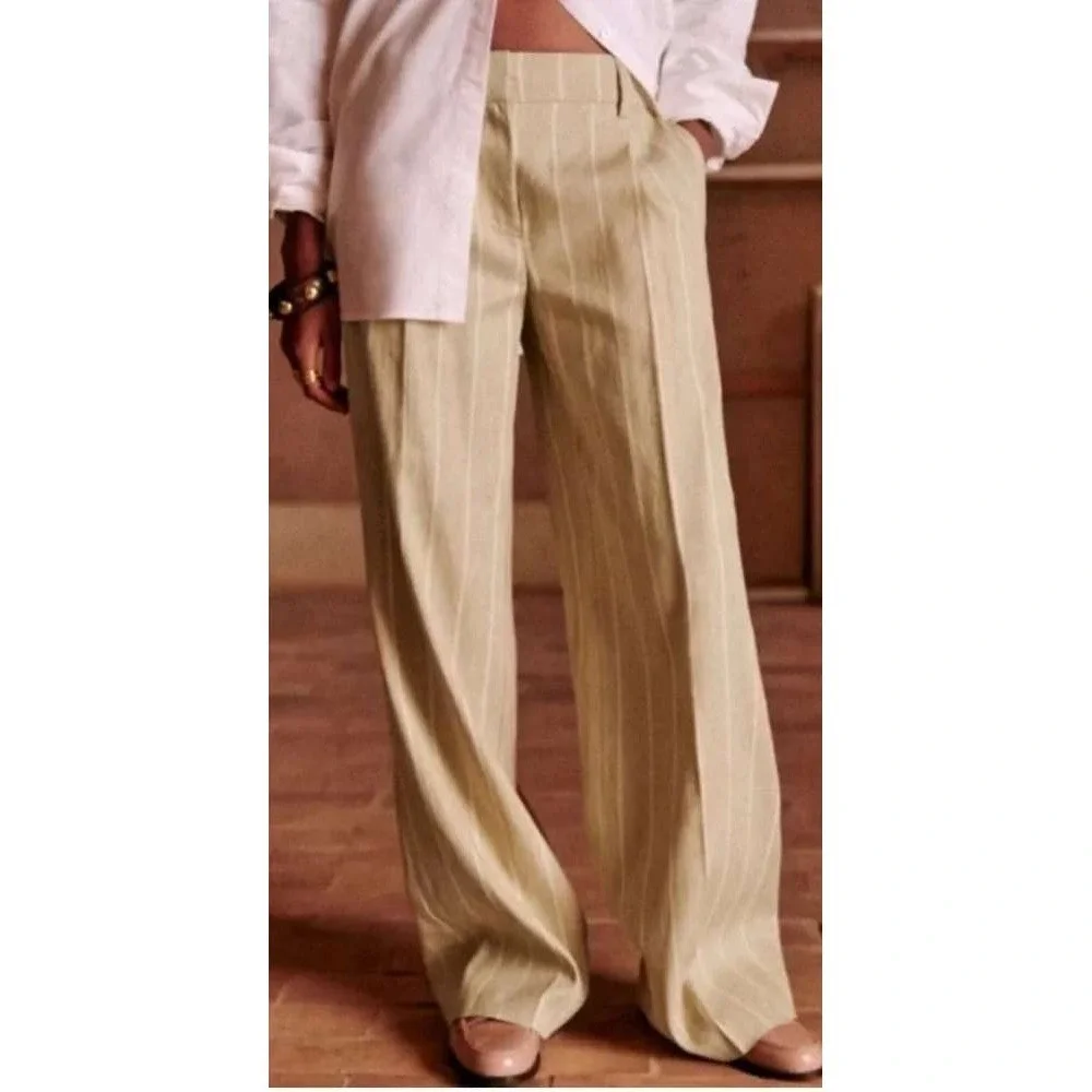 Sezane Theophile High Rise Wide Leg Trousers Size 40 (US 10) Inseam 32